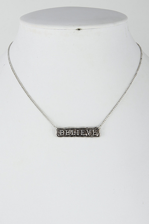 Simply Rectangle "Believe" Daily Necklace 6HCE5